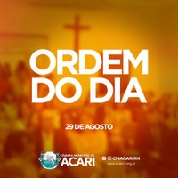 A Câmara Municipal de Acari divulga a Ordem do Dia da 3ª Sessão Ordinária do 2º Período Legislativo