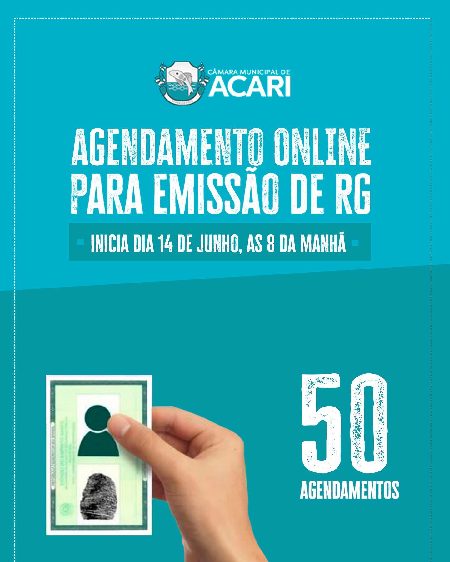 AGENDAMENTOS ON-LINE PARA EMISSÃO DE RG