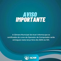 Atenção, concluintes do curso de Operador de Computador!