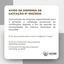 Aviso de Dispensa de Licitação nº 002/2026