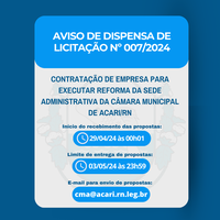 AVISO DE DISPENSA DE LICITAÇÃO Nº 007/2024