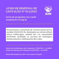 AVISO DE DISPENSA DE LICITAÇÃO Nº 012/2025