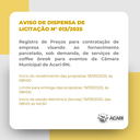 Aviso de Dispensa de Licitação nº 013/2025