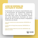 Aviso de Dispensa de Licitação nº 014/2025
