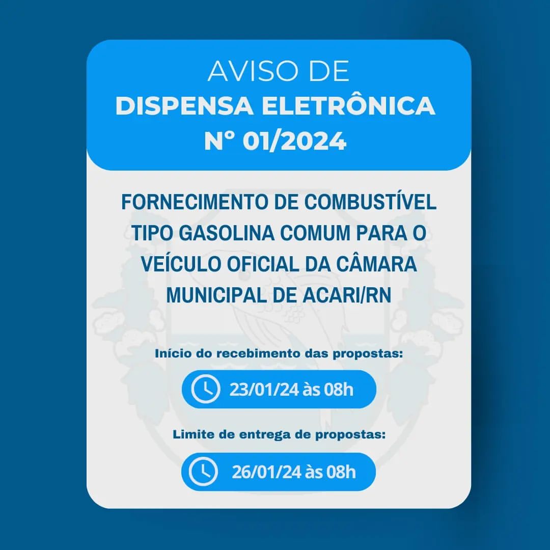 AVISO DE DISPENSA ELETRÔNICA Nº 001/2024