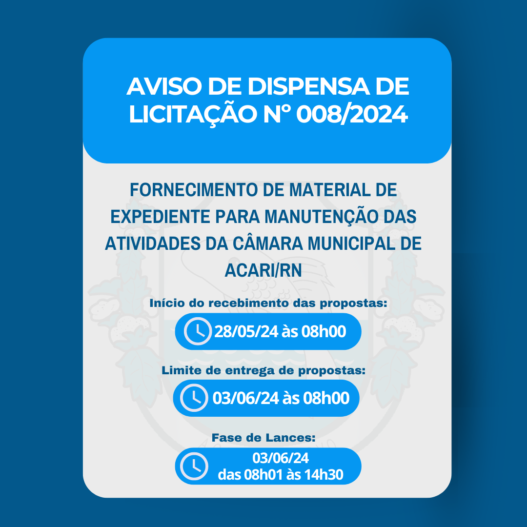 Aviso de Dispensa Eletrônica nº 008/2024