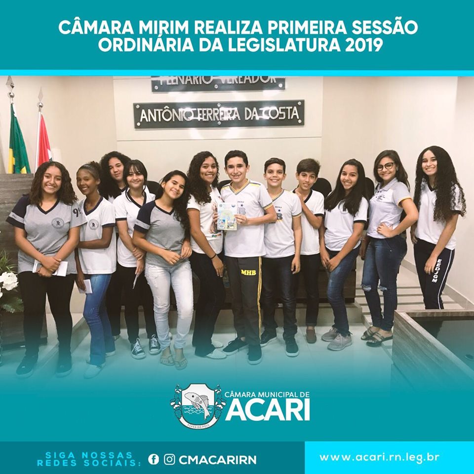 CÂMARA MIRIM REALIZA PRIMEIRA SESSÃO ORDINÁRIA DA LEGISLATURA 2019.