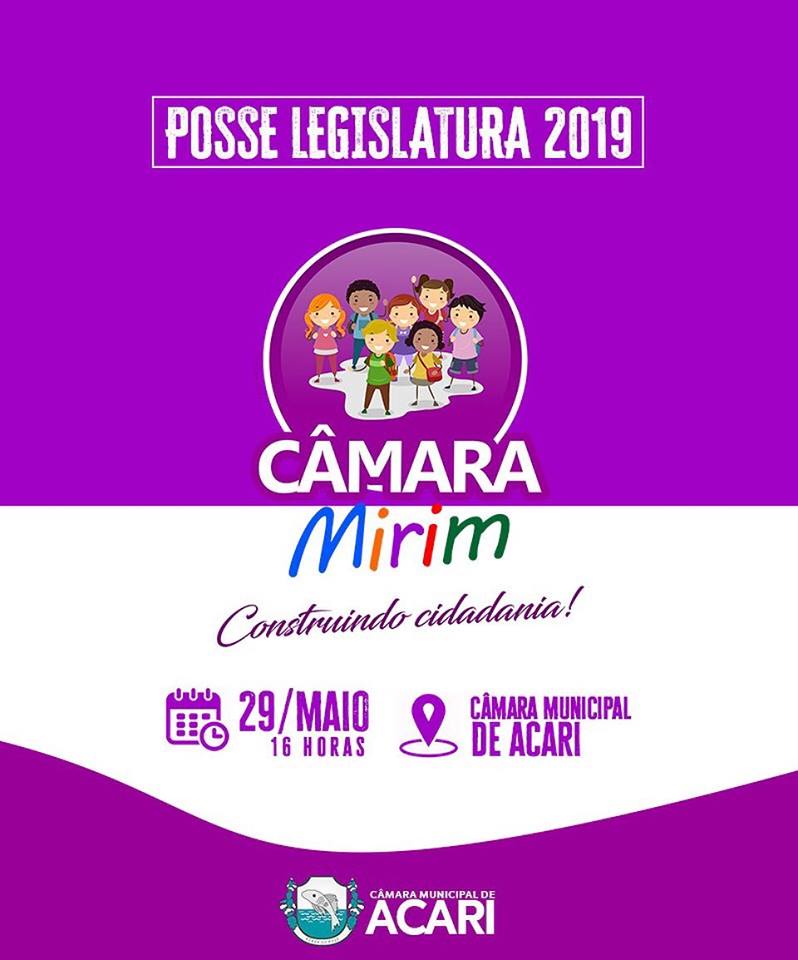 CÂMARA MIRIM: VEREADORES DA LEGISLATURA 2019 TOMAM POSSE NESTA QUARTA-FEIRA NA CÂMARA MUNICIPAL DE ACARI