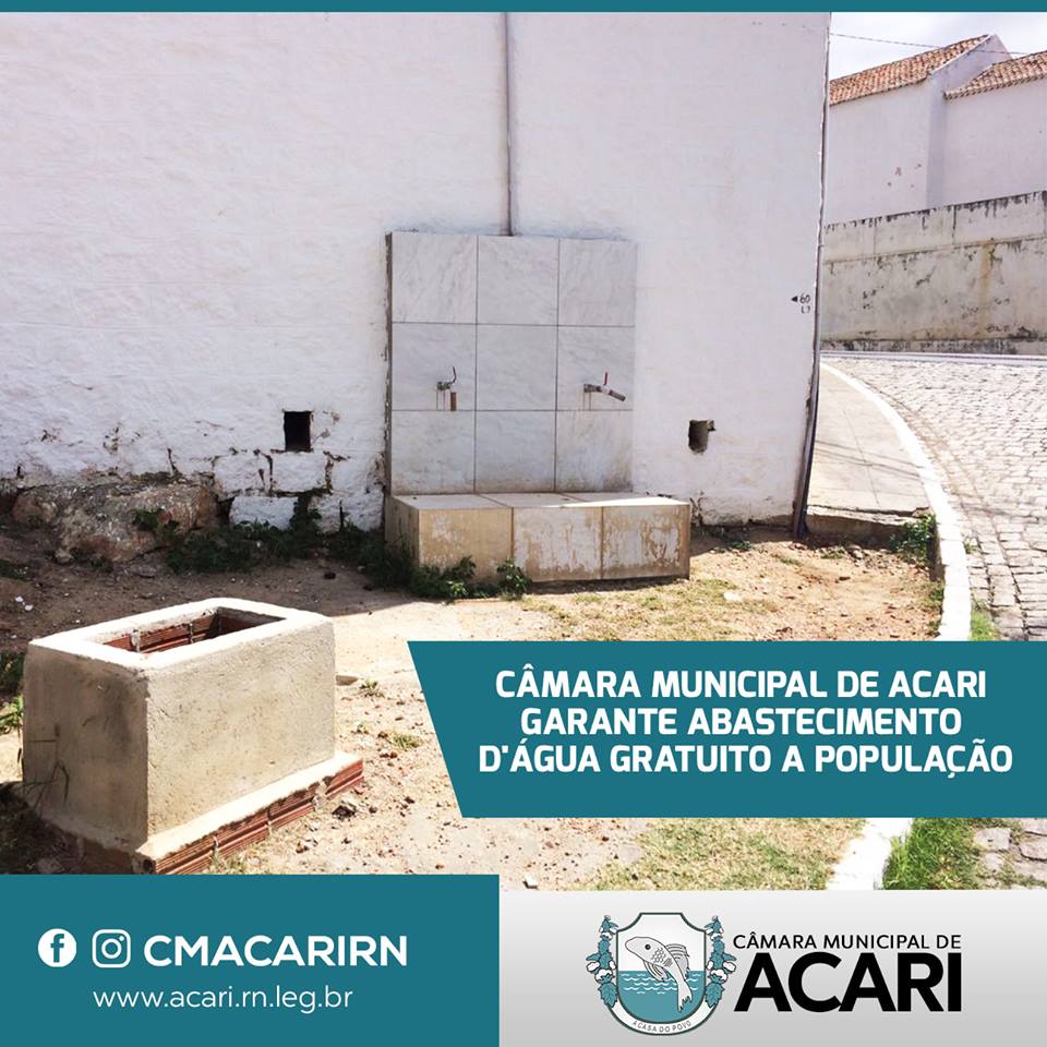 CÂMARA MUNICIPAL DE ACARI GARANTE ABASTECIMENTO D'ÁGUA GRATUITO A POPULAÇÃO