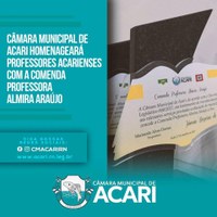 CÂMARA MUNICIPAL DE ACARI HOMENAGEARÁ PROFESSORES ACARIENSES COM A COMENDA PROFESSORA ALMIRA ARAÚJO