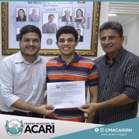 CÂMARA MUNICIPAL DE ACARI HOMENAGEIA PRIMEIRO ACARIENSE FAIXA PRETA DE JUDÔ