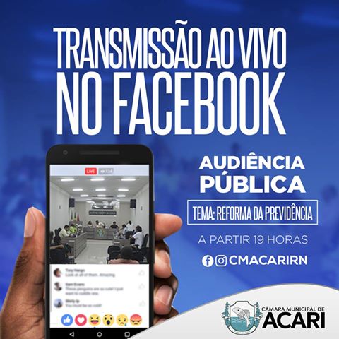 CÂMARA MUNICIPAL DE ACARI PASSA A TRANSMITIR SESSÕES AO VIVO PELO FACEBOOK