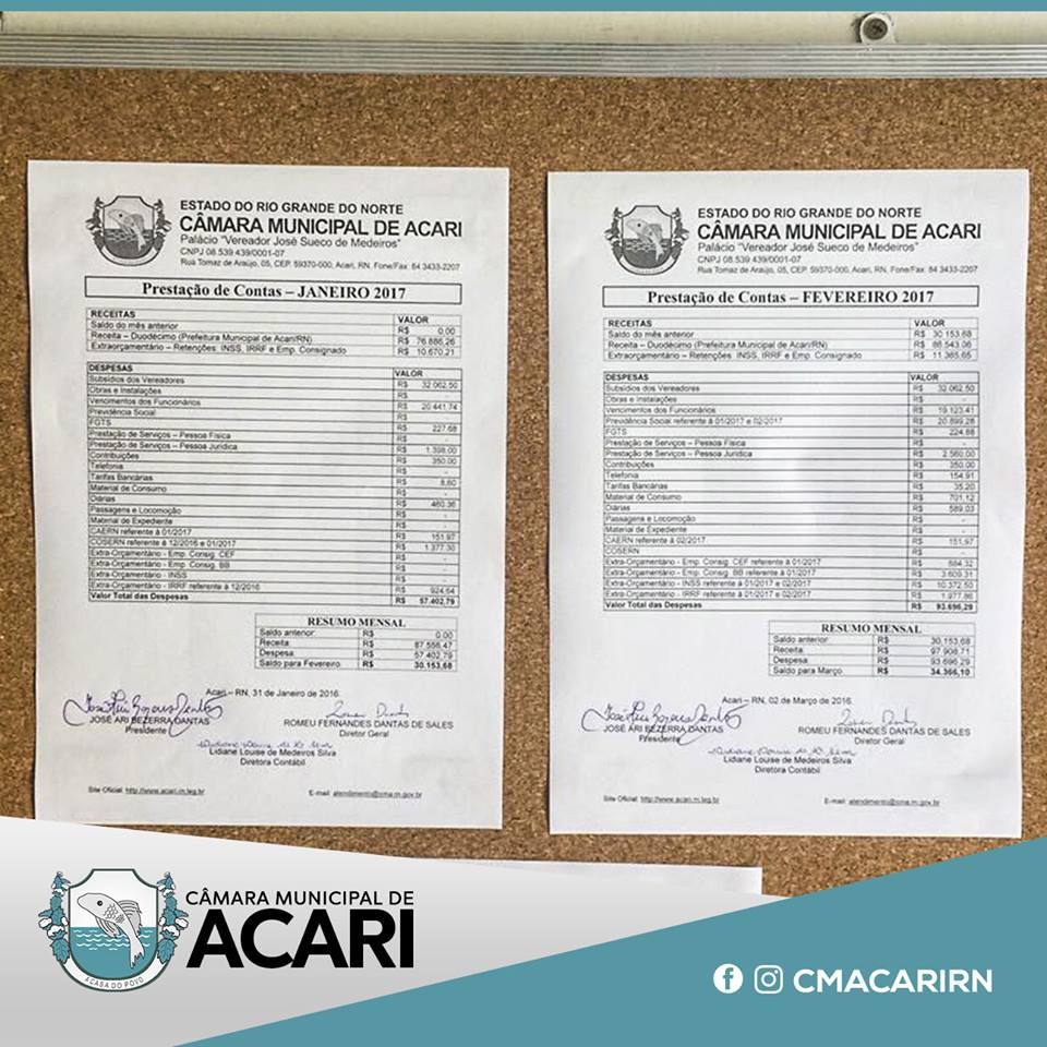 Câmara Municipal de Acari promove transparência pública