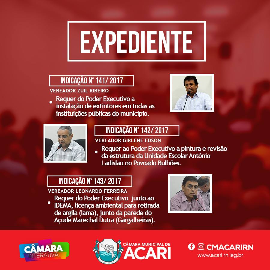 Confira as matérias que darão entrada no Expediente da 8ª Sessão