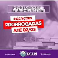 CURSO DE APERFEIÇOAMENTO PARA PROFESSORES MUNICIPAIS TEM INSCRIÇÕES PRORROGADAS