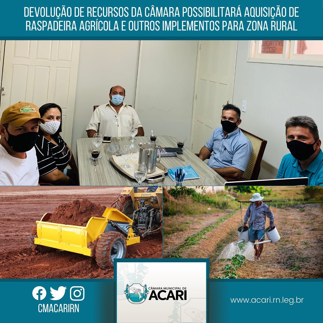 DEVOLUÇÃO DE RECURSOS DA CÂMARA POSSIBILITARÁ AQUISIÇÃO DE RASPADEIRA AGRÍCOLA E OUTROS IMPLEMENTOS PARA ZONA RURAL