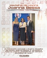 FECAM/RN entrega Medalha de Honra Joanna Bessa à vereadora Paloma Vitória