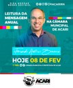 LEITURA DA MENSAGEM ANUAL DO PREFEITO NESTA TERÇA- FEIRA (08) LEITURA DA MENSAGEM ANUAL DO PREFEITO NESTA TERÇA- FEIRA (08)