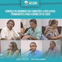 O Presidente da Câmara Municipal de Acari, o Vereador José Rivaldo Lima, divulgou durante a 1ª Sessão Ordinária nesta terça-feira (05) as Comissões Legislativas Permanentes para o Biênio 2019/ 2020. Conheça: