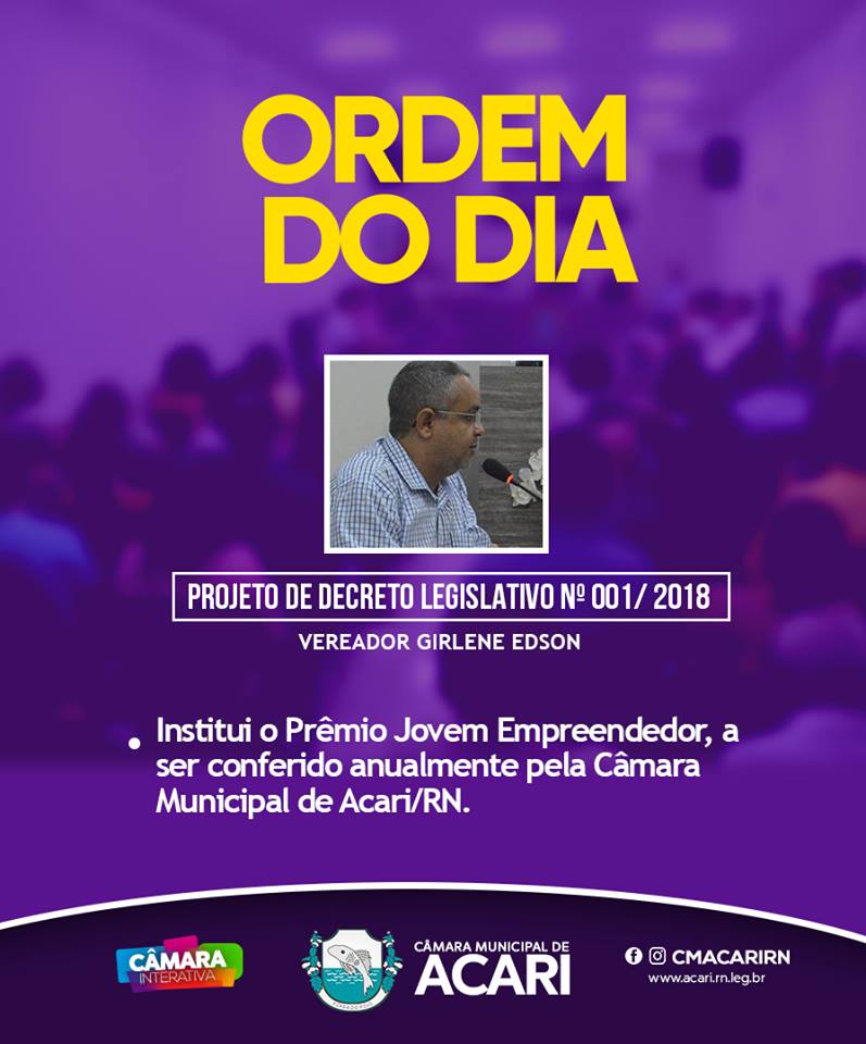 Ordem do Dia da 11ª Sessão Ordinária do 2º Período Legislativo de 2018