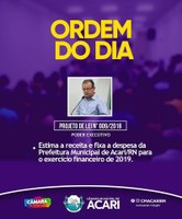 Ordem do Dia da 16ª Sessão Ordinária do 2º Período Legislativo de 2018