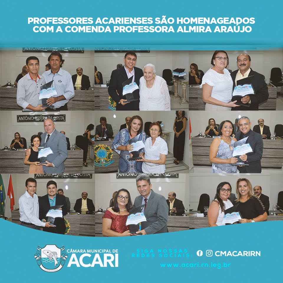 PROFESSORES ACARIENSES SÃO HOMENAGEADOS COM A COMENDA PROFESSORA ALMIRA ARAÚJO