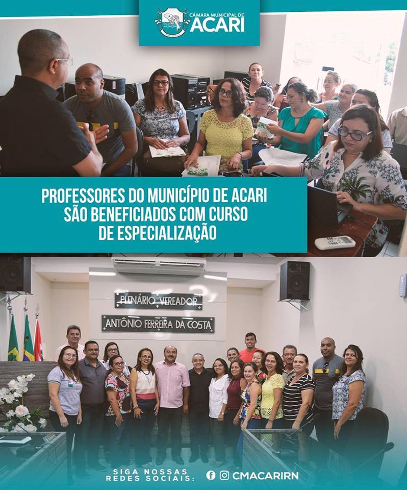 PROFESSORES DO MUNICÍPIO DE ACARI SÃO BENEFICIADOS COM CURSO DE ESPECIALIZAÇÃO.