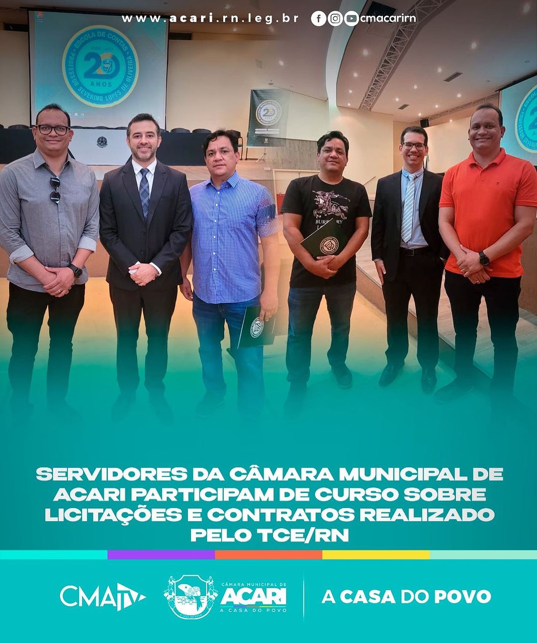 SERVIDORES DA CÂMARA MUNICIPAL DE ACARI PARTICIPAM DE CURSO SOBRE LICITAÇÕES E CONTRATOS REALIZADO PELO TCE/RN