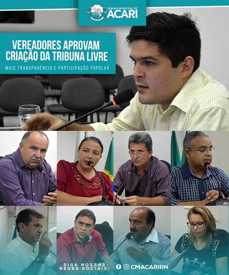 VEREADORES APROVAM CRIAÇÃO DA TRIBUNA LIVRE