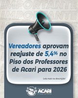 Vereadores aprovam reajuste de 5,4% no piso dos professores de Acari para 2026
