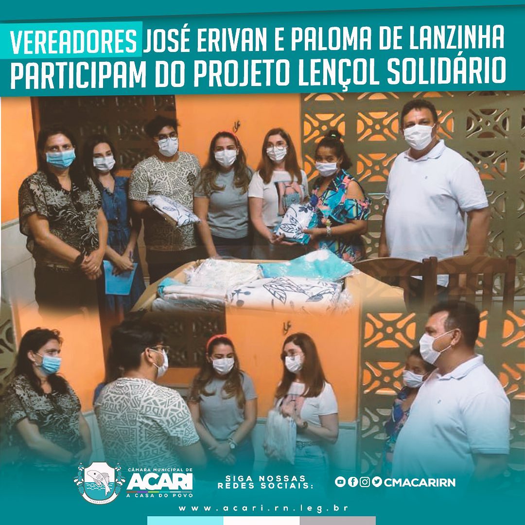 VEREADORES ERIVAN E PALOMA PARTICIPAM DO PROJETO LENÇOL SOLIDÁRIO