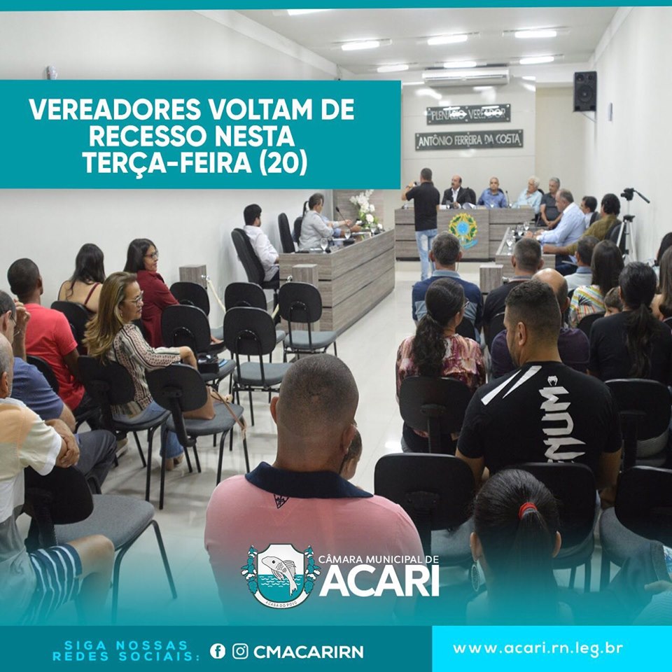 VEREADORES VOLTAM DE RECESSO NESTA TERÇA-FEIRA (20)